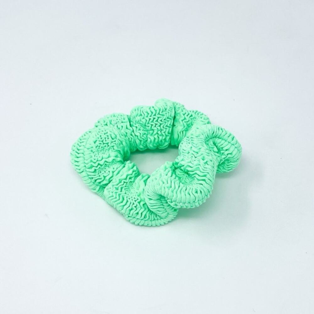 Hunza G Scrunch Crinkle Scrunchie Set Bubblegum Pink, Lime Green, Orange - Picture 7 of 8